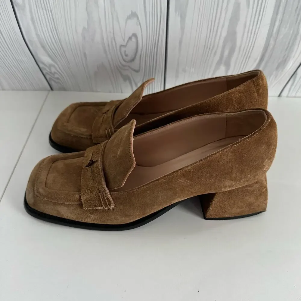 Nodaleto Square Toe Hazel Square Toe Pumps Suede Sz 39 (8.5) Italy Retail 645